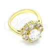 Anillo Multi Piedra 01.210.0124.2.09 Oro Laminado, Diseño de Gota, con Blanca Zirconia Cubica, Pulido, Tono Dorado (Size 9)
