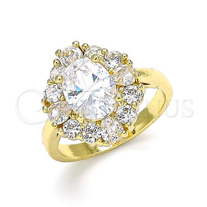 Anillo Multi Piedra 01.210.0124.2.09 Oro Laminado, Diseño de Gota, con Blanca Zirconia Cubica, Pulido, Tono Dorado (Size 9)