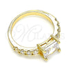 Anillo Multi Piedra 01.210.0125.07 Oro Laminado, con Blanca Zirconia Cubica, Pulido, Tono Dorado (Size 7)