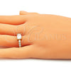 Anillo Multi Piedra 01.210.0125.08 Oro Laminado, con Blanca Zirconia Cubica, Pulido, Tono Dorado (Size 8)