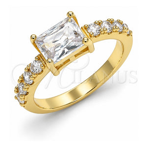 Anillo Multi Piedra 01.210.0125.08 Oro Laminado, con Blanca Zirconia Cubica, Pulido, Tono Dorado (Size 8)