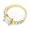 Anillo Multi Piedra 01.210.0125.09 Oro Laminado, con Blanca Zirconia Cubica, Pulido, Tono Dorado (Size 9)