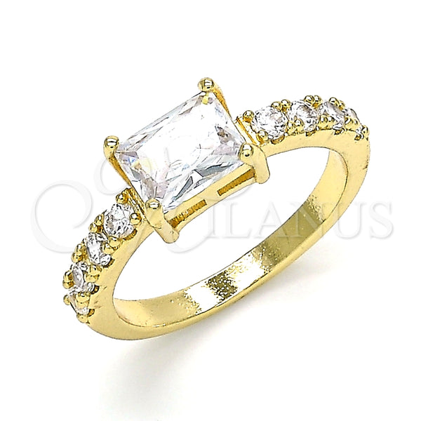 Anillo Multi Piedra 01.210.0125.09 Oro Laminado, con Blanca Zirconia Cubica, Pulido, Tono Dorado (Size 9)