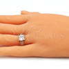 Anillo Multi Piedra 01.210.0126.06 Oro Laminado, con Blanca Zirconia Cubica, Pulido, Tono Dorado (Size 6)