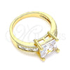 Anillo Multi Piedra 01.210.0126.06 Oro Laminado, con Blanca Zirconia Cubica, Pulido, Tono Dorado (Size 6)