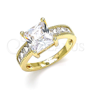 Anillo Multi Piedra 01.210.0126.06 Oro Laminado, con Blanca Zirconia Cubica, Pulido, Tono Dorado (Size 6)
