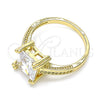 Anillo Multi Piedra 01.210.0127.08 Oro Laminado, con Blanca Zirconia Cubica, Pulido, Tono Dorado (Size 8)