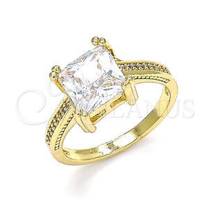 Anillo Multi Piedra 01.210.0127.08 Oro Laminado, con Blanca Zirconia Cubica, Pulido, Tono Dorado (Size 8)