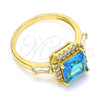 Anillo Multi Piedra 01.210.0129.2.06 Oro Laminado, Diseño de Baguette, con Topacio Azul and Blanca Zirconia Cubica, Pulido, Tono Dorado (Size 6)