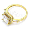Anillo Multi Piedra 01.210.0129.07 Oro Laminado, con Blanca Zirconia Cubica, Pulido, Tono Dorado (Size 7)