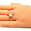 Anillo Multi Piedra 01.210.0129.08 Oro Laminado, Diseño de Baguette, con Blanca Zirconia Cubica, Pulido, Tono Dorado (Size 8)