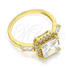 Anillo Multi Piedra 01.210.0129.09 Oro Laminado, con Blanca Zirconia Cubica, Pulido, Tono Dorado (Size 9)