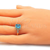Anillo Multi Piedra 01.210.0129.2.09 Oro Laminado, con Topacio Azul and Blanca Zirconia Cubica, Pulido, Tono Dorado (Size 9)