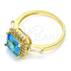 Anillo Multi Piedra 01.210.0129.2.09 Oro Laminado, con Topacio Azul and Blanca Zirconia Cubica, Pulido, Tono Dorado (Size 9)