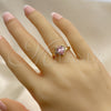 Anillo Multi Piedra 01.210.0130.1.06 Oro Laminado, Diseño de Corazón y Gota, con Rosado and Blanca Zirconia Cubica, Pulido, Tono Dorado (Size 6)