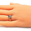 Anillo Multi Piedra 01.210.0130.3.06 Oro Laminado, Diseño de Corazón y Gota, con Negro and Blanca Zirconia Cubica, Pulido, Tono Dorado (Size 6)