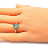 Anillo Multi Piedra 01.210.0130.4.06 Oro Laminado, Diseño de Corazón y Gota, con Topacio Azul and Blanca Zirconia Cubica, Pulido, Tono Dorado (Size 6)