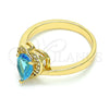 Anillo Multi Piedra 01.210.0130.4.06 Oro Laminado, Diseño de Corazón y Gota, con Topacio Azul and Blanca Zirconia Cubica, Pulido, Tono Dorado (Size 6)