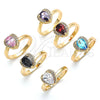 Anillo Multi Piedra 01.210.0130.4.06 Oro Laminado, Diseño de Corazón y Gota, con Topacio Azul and Blanca Zirconia Cubica, Pulido, Tono Dorado (Size 6)