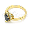 Anillo Multi Piedra 01.210.0130.3.07 Oro Laminado, Diseño de Corazón y Gota, con Negro and Blanca Zirconia Cubica, Pulido, Tono Dorado (Size 7)