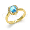 Anillo Multi Piedra 01.210.0130.4.07 Oro Laminado, Diseño de Corazón y Gota, con Topacio Azul and Blanca Zirconia Cubica, Pulido, Tono Dorado (Size 7)