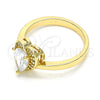 Anillo Multi Piedra 01.210.0130.5.07 Oro Laminado, Diseño de Corazón y Gota, con Blanca Zirconia Cubica, Pulido, Tono Dorado (Size 7)
