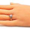 Anillo Multi Piedra 01.210.0130.1.08 Oro Laminado, Diseño de Corazón y Gota, con Rosado and Blanca Zirconia Cubica, Pulido, Tono Dorado (Size 8)