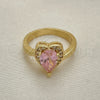 Anillo Multi Piedra 01.210.0130.1.08 Oro Laminado, Diseño de Corazón y Gota, con Rosado and Blanca Zirconia Cubica, Pulido, Tono Dorado (Size 8)