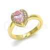 Anillo Multi Piedra 01.210.0130.1.08 Oro Laminado, Diseño de Corazón y Gota, con Rosado and Blanca Zirconia Cubica, Pulido, Tono Dorado (Size 8)
