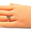 Anillo Multi Piedra 01.210.0130.2.09 Oro Laminado, Diseño de Corazón y Gota, con Granate and Blanca Zirconia Cubica, Pulido, Tono Dorado (Size 9)