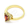 Anillo Multi Piedra 01.210.0130.2.09 Oro Laminado, Diseño de Corazón y Gota, con Granate and Blanca Zirconia Cubica, Pulido, Tono Dorado (Size 9)