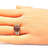 Anillo Multi Piedra 01.210.0131.07 Oro Laminado, con Onix Negro Goldstone Venturina and Blanca Zirconia Cubica, Pulido, Tono Dorado (Size 7)
