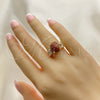 Anillo Multi Piedra 01.210.0131.07 Oro Laminado, con Onix Negro Goldstone Venturina and Blanca Zirconia Cubica, Pulido, Tono Dorado (Size 7)