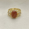 Anillo Multi Piedra 01.210.0131.07 Oro Laminado, con Onix Negro Goldstone Venturina and Blanca Zirconia Cubica, Pulido, Tono Dorado (Size 7)