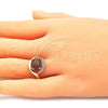 Anillo Multi Piedra 01.210.0133.08 Oro Laminado, Diseño de Ojo Griego, con Onix Negro Goldstone Venturina and Blanca Zirconia Cubica, Pulido, Tono Dorado (Size 8)