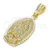 Dije Religioso 05.351.0167 Oro Laminado, Diseño de Guadalupe, Pulido, Tono Dorado