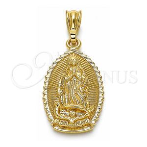Dije Religioso 05.351.0167 Oro Laminado, Diseño de Guadalupe, Pulido, Tono Dorado