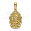 Dije Religioso 05.351.0167 Oro Laminado, Diseño de Guadalupe, Pulido, Tono Dorado