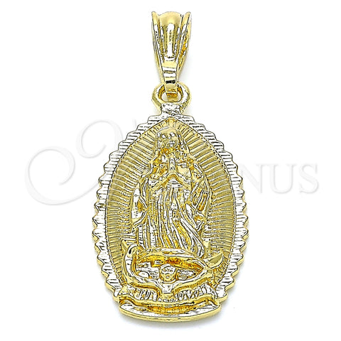 Dije Religioso 05.351.0167 Oro Laminado, Diseño de Guadalupe, Pulido, Tono Dorado