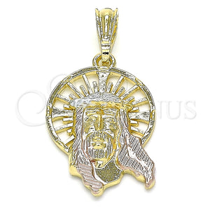 Dije Religioso 05.351.0169 Oro Laminado, Diseño de Jesus, Pulido, Tres Tonos