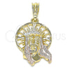 Dije Religioso 05.351.0169 Oro Laminado, Diseño de Jesus, Pulido, Tres Tonos
