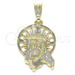 Dije Religioso 05.351.0169.1 Oro Laminado, Diseño de Jesus, Pulido, Tono Dorado
