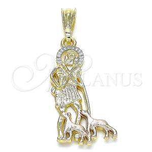 Dije Religioso 05.351.0170 Oro Laminado, Diseño de San Lazaro, Pulido, Tres Tonos