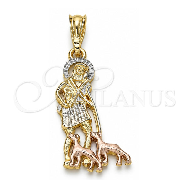 Dije Religioso 05.351.0170 Oro Laminado, Diseño de San Lazaro, Pulido, Tres Tonos