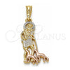 Dije Religioso 05.351.0170 Oro Laminado, Diseño de San Lazaro, Pulido, Tres Tonos