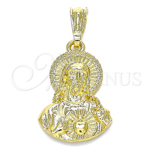Dije Religioso 05.351.0138.1 Oro Laminado, Diseño de Sagrado Corazon de Jesus, Pulido, Tono Dorado