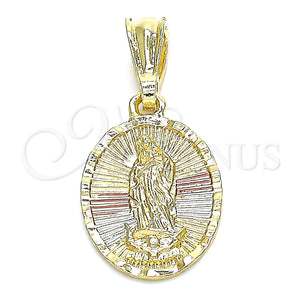 Dije Religioso 05.351.0172 Oro Laminado, Diseño de Guadalupe, Pulido, Tres Tonos