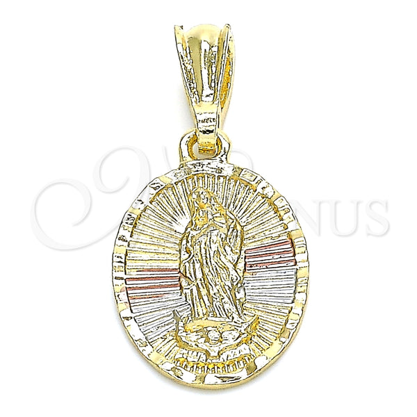 Dije Religioso 05.351.0172 Oro Laminado, Diseño de Guadalupe, Pulido, Tres Tonos
