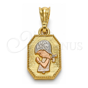 Dije Elegante 05.351.0175 Oro Laminado, Diseño de Niñita Pequeña, Pulido, Tres Tonos
