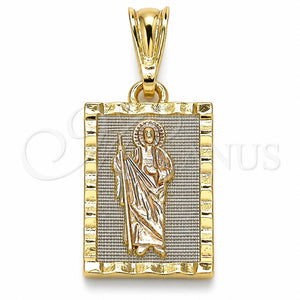 Dije Religioso 05.351.0176 Oro Laminado, Diseño de San Judas, Pulido, Tres Tonos